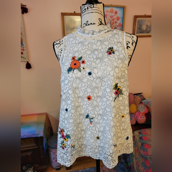Anthropologie Maeve Macie Lace Top Floral Embroidered High Neck Tank, 12, EUC - Picture 5 of 15